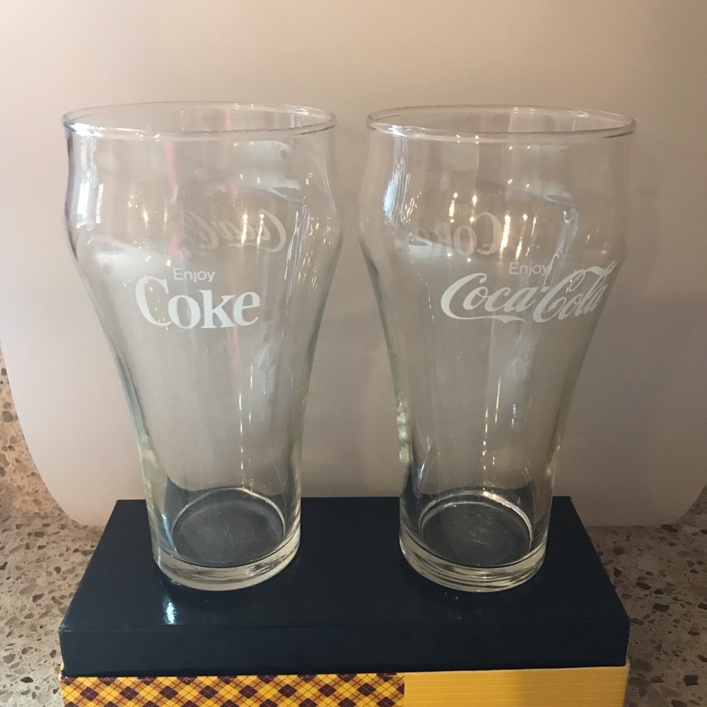 Coca Cola White Drinkware Set of 2,  for Dining